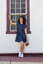 Vestido Jeans Curto Abotoamento Frontal 