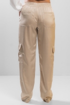Calça Cargo Bege Acetinada