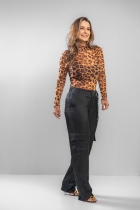 Blusa Mangas Longas Tule Animal Print 
