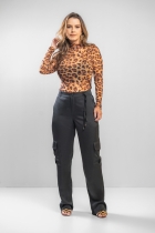 Blusa Mangas Longas Tule Animal Print 