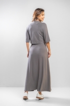 Conjunto Saia Mídi e Cropped Cinza 