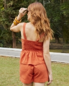 Conjunto Short e Blusa Peplum Laranja